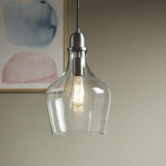 Hampton Hill Auburn 1-Light Transitional Metal and Glass Pendant in Bronze/Clear