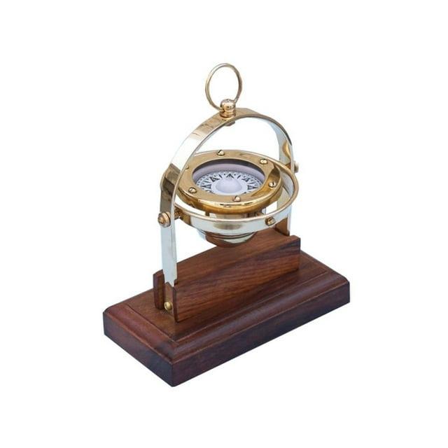 Hampton Nautical 3xglass-101 Antique Brass Executive Desk Gimbal Compass 8" Nautical Home Decoration, 8"