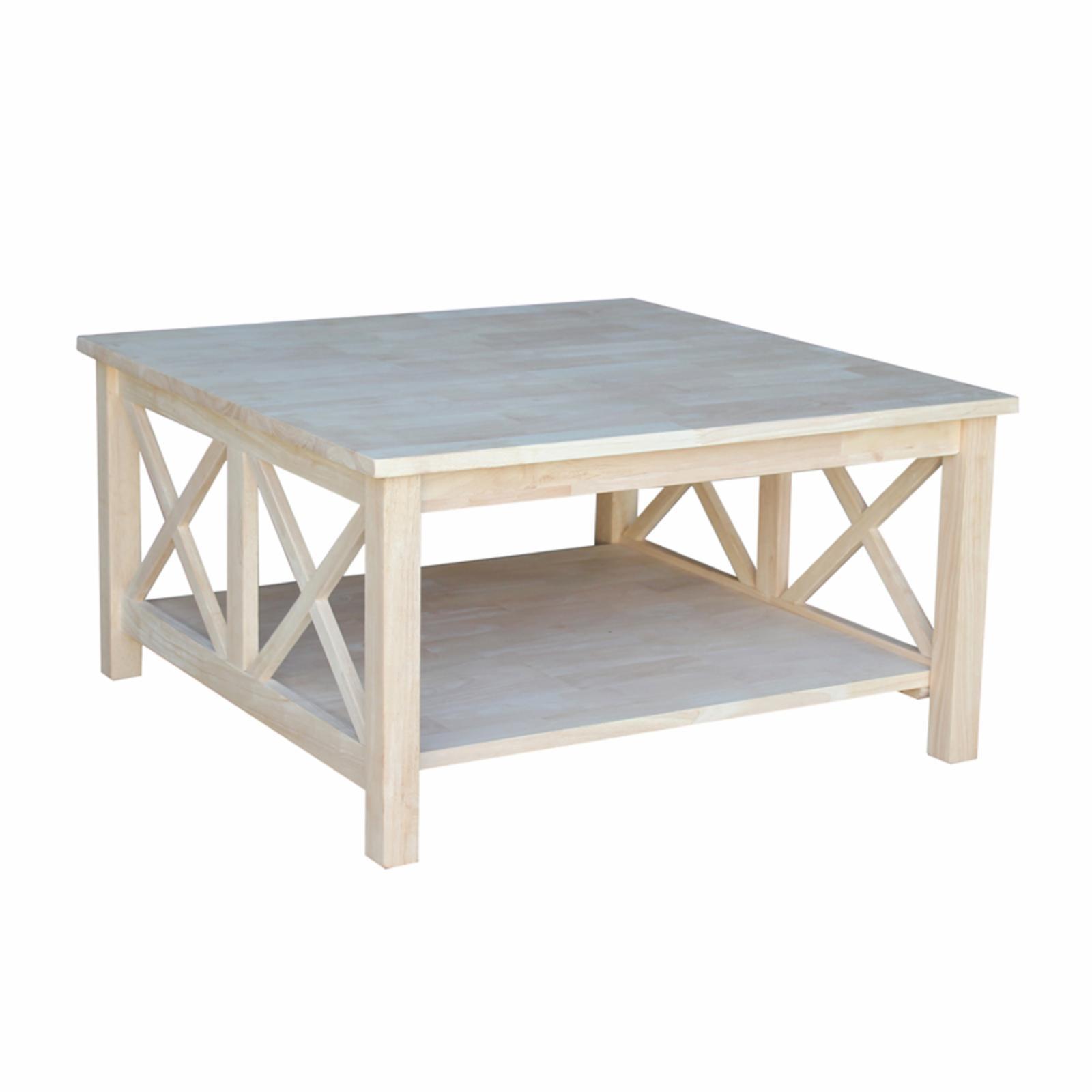 Hampton 41" Natural Wood Square Coffee Table with Storage