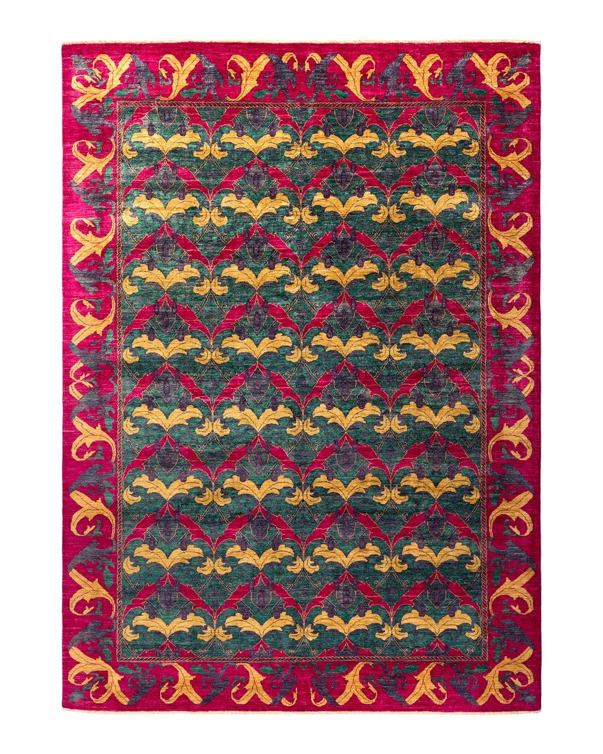 Hand-Knotted Wool Multicolor Floral Motif Area Rug 8' x 10'