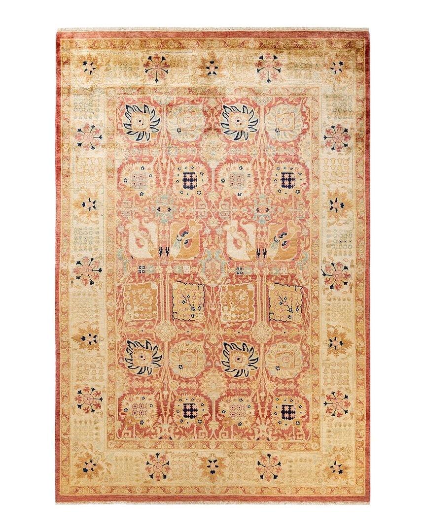 Hand-Knotted Ivory and Beige Wool Oriental Area Rug 4' x 6'