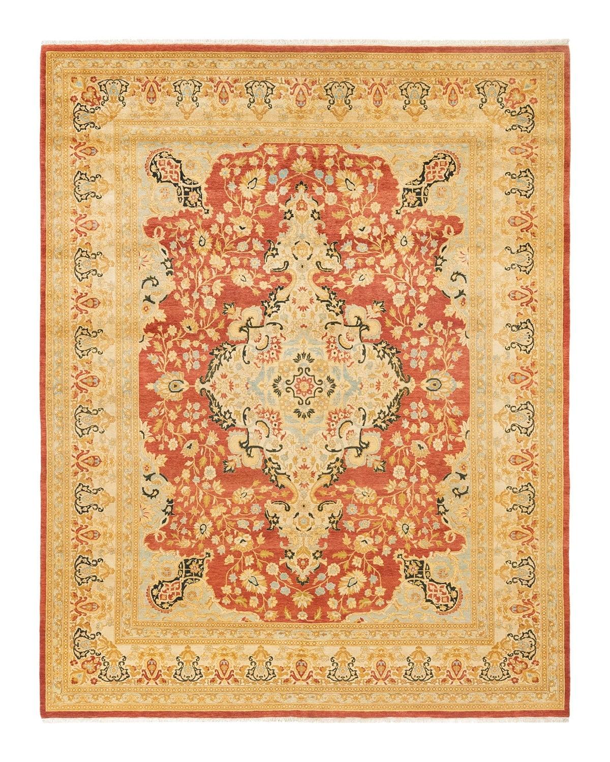 Hand-Knotted Wool Oriental Traditional Orange Area Rug 8' 2" x 10' 10"