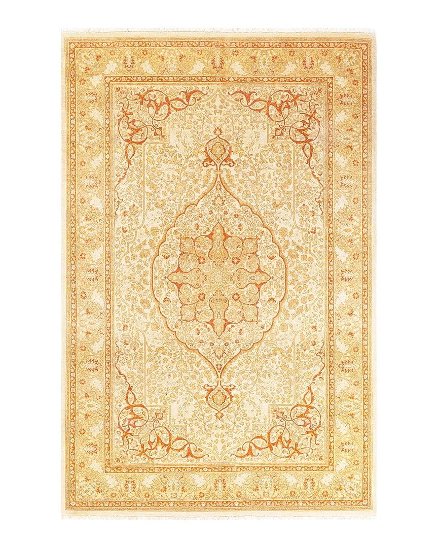 Ivory Hand-Knotted Wool Geometric 6x9 Area Rug