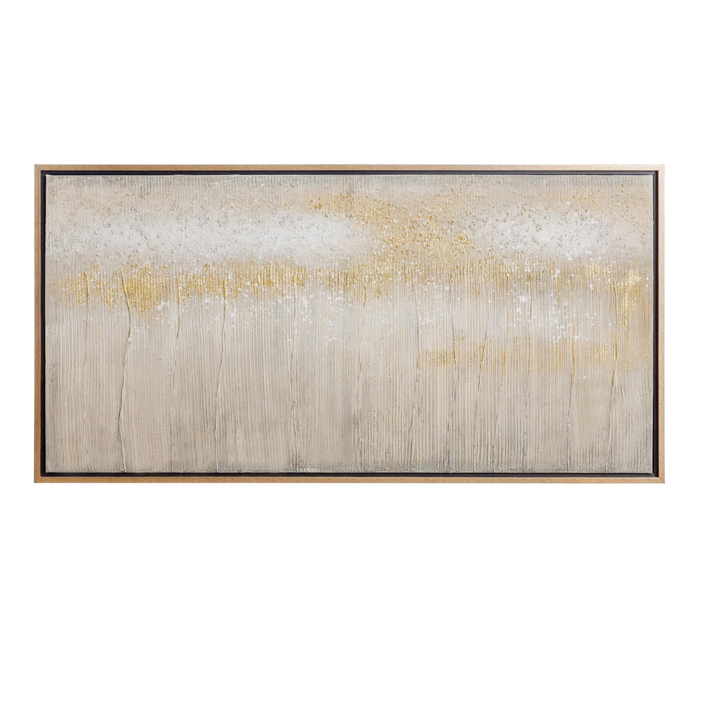 Hand Painted Abstract Canvas with Gold Frame - 48in x 24in