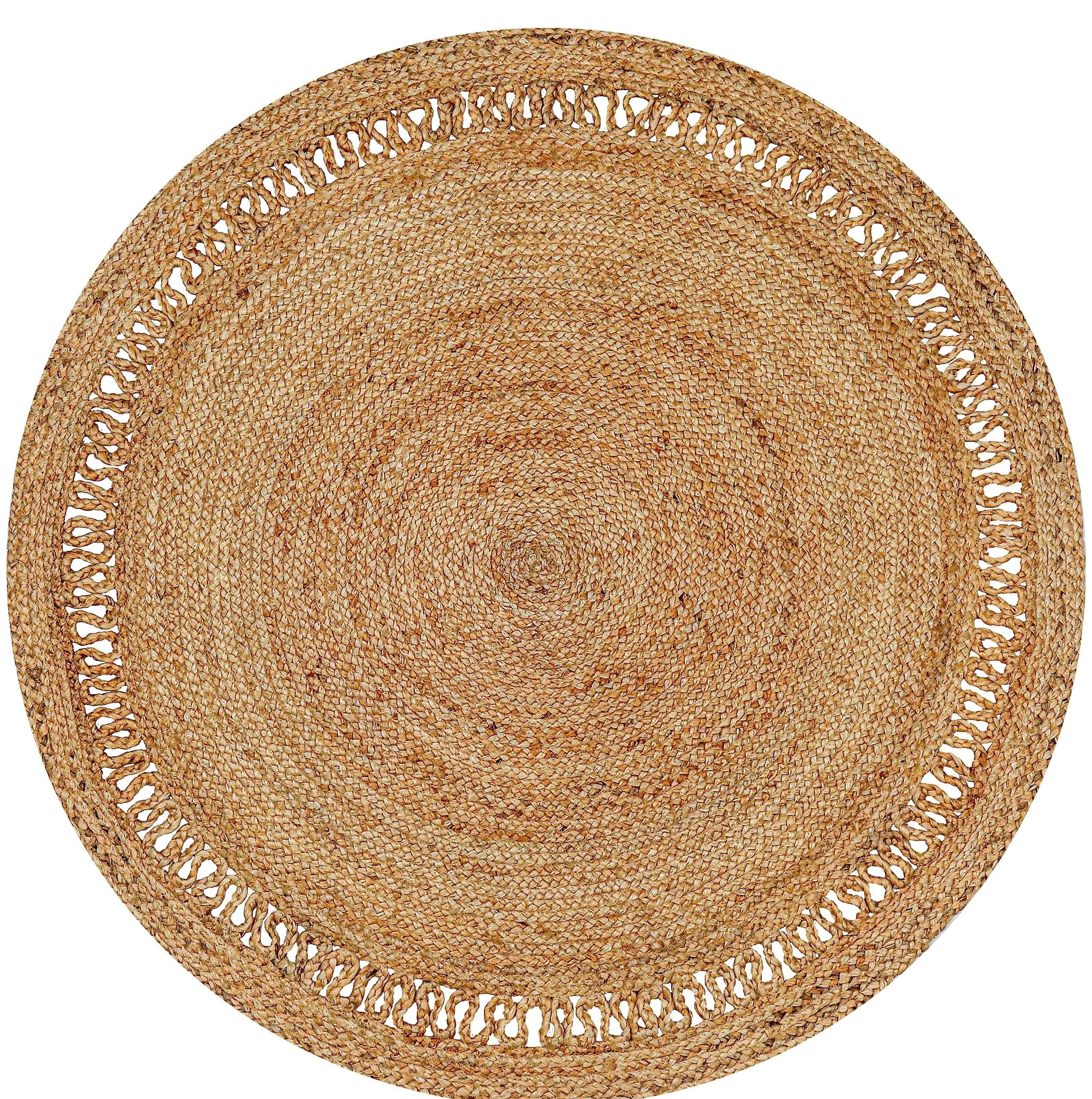 Beachcrest Home™ 100% Jute Round Area Rug– Hand Woven, Reversible, Eco-Friendly, Farmhouse Style- Beige