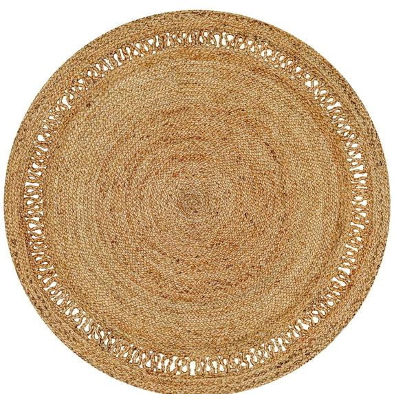 Beachcrest Home™ 100% Jute Round Area Rug– Hand Woven, Reversible, Eco-Friendly, Farmhouse Style- Beige