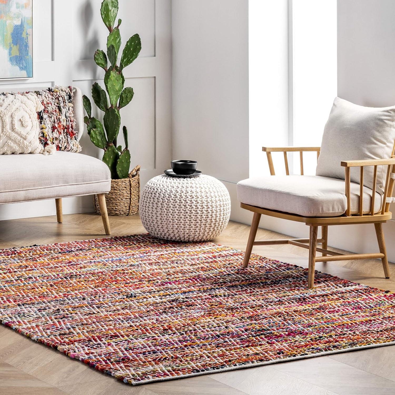 3'x5' Hand Woven Chevron Rochell Area Rug Magenta - nuLOOM: Flatweave, Contemporary, Indoor, Polyester & Cotton