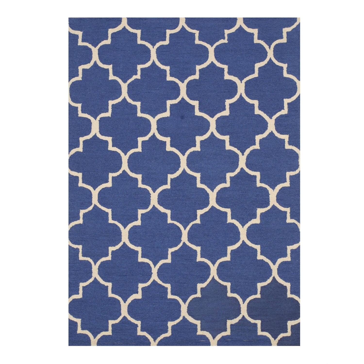 Hand-tufted Wool Blue Traditional Trellis Moroccan Rug