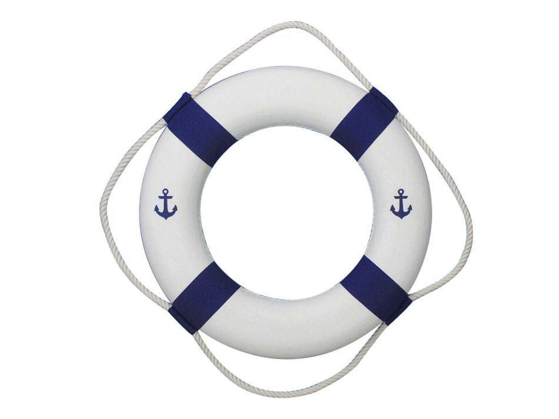 Handcrafted Decor New-Blue-Lifering-20-Anchor Classic White Decorative Anchor Lifering with Blue Bands, 20 in.