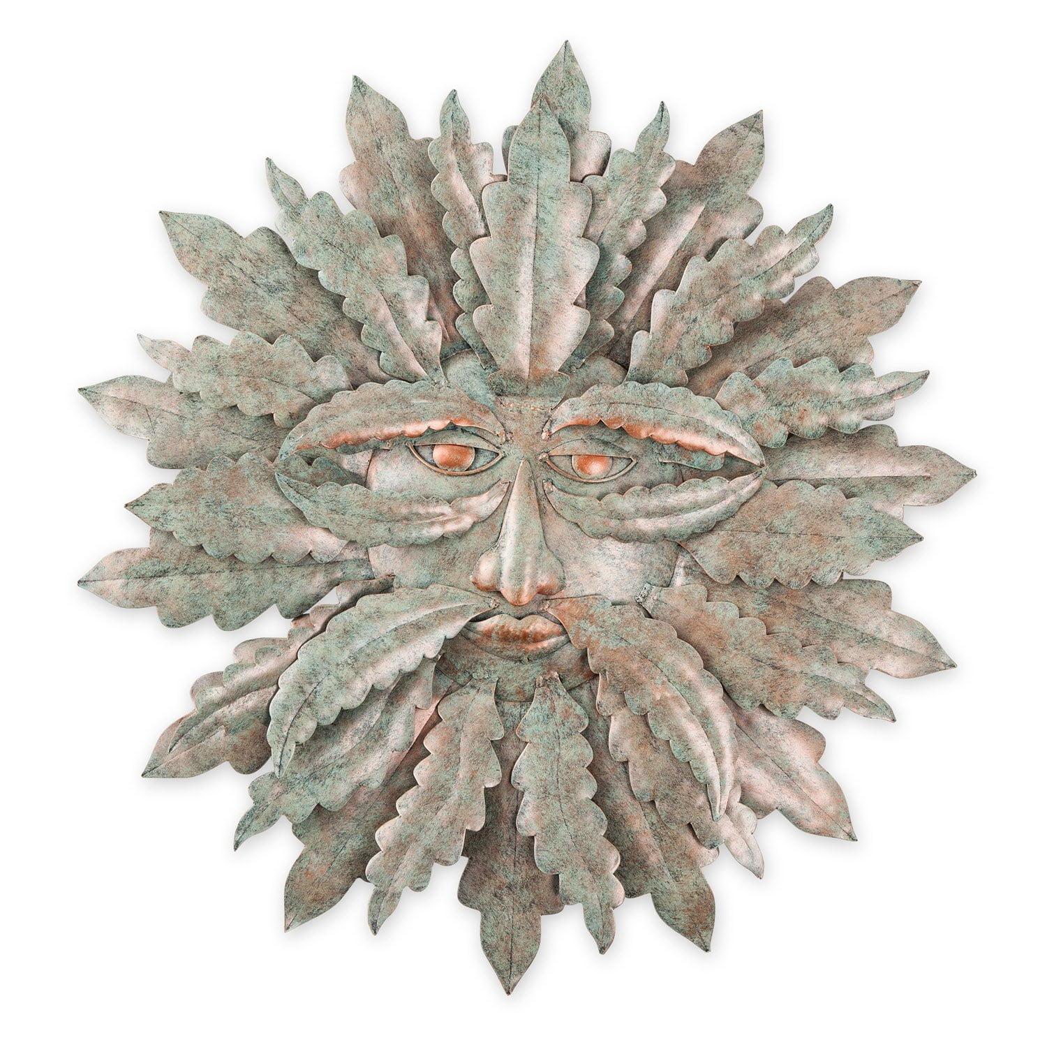 Handcrafted Verdigris Metal Green Man Wall Art