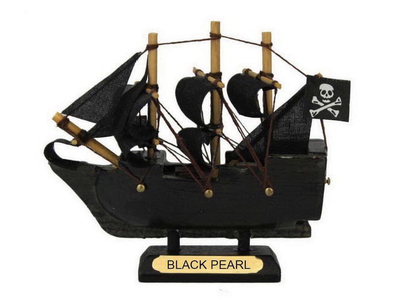 Handcrafted Model Ships Black-Pearl-4 4 in. Pearl Pirates of the Caribbean Pirate Ship Model, Black
