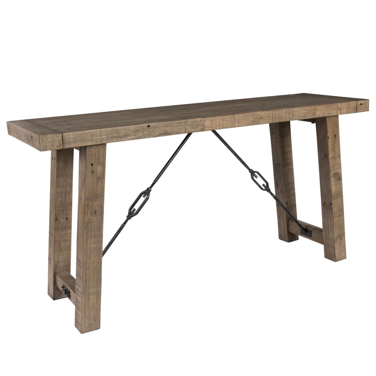 Weathered Gray Reclaimed Pine 60" Console Table with Metal Accents