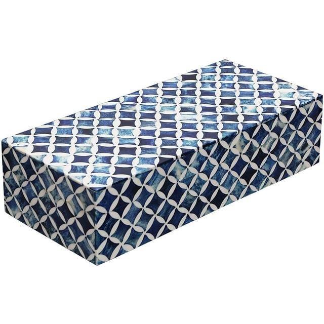Handicrafts Home Decorative Box with Lids for Home Decor Handmade Modern Keepsake Accessories Collectible Multipurpose Box 10x4.5x2.5 , Star Blue White