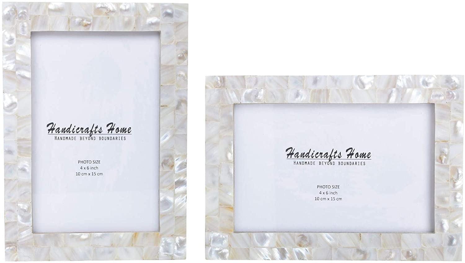 4x6 White Mother of Pearl Tabletop and Wall Picture Frame