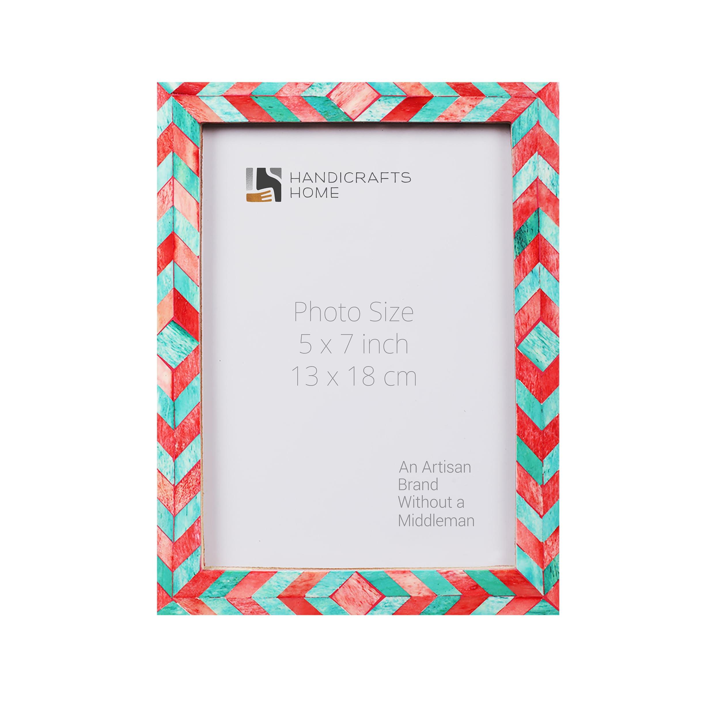 Handicrafts Home Picture Frames 5x7 Inches Chic Boho Wall Décoration Image Cadre Decoratif Photo Frame - Green-Red