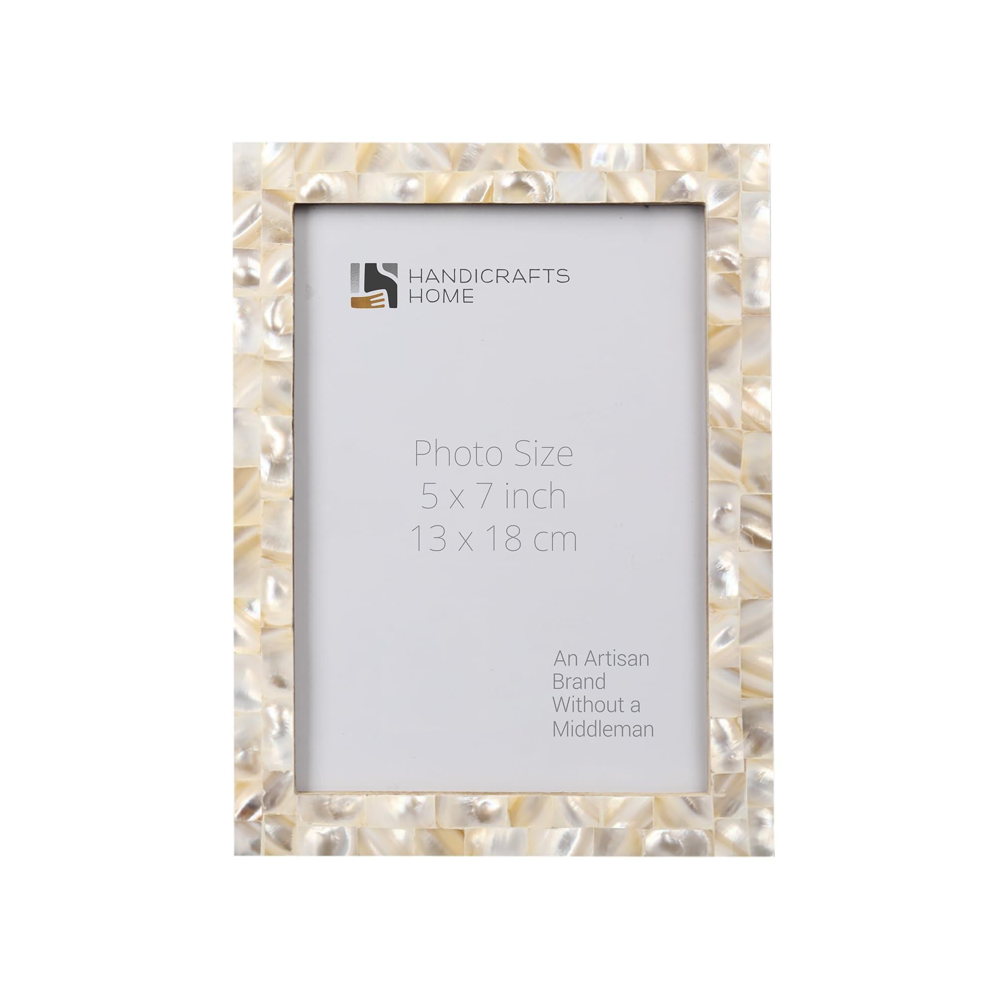 Handicrafts Home Marco de Fotos 5x7 Decorativo Moderno Decoración de Pared Marcos de Regalo Hechos para Mostrar Fotos, Perla