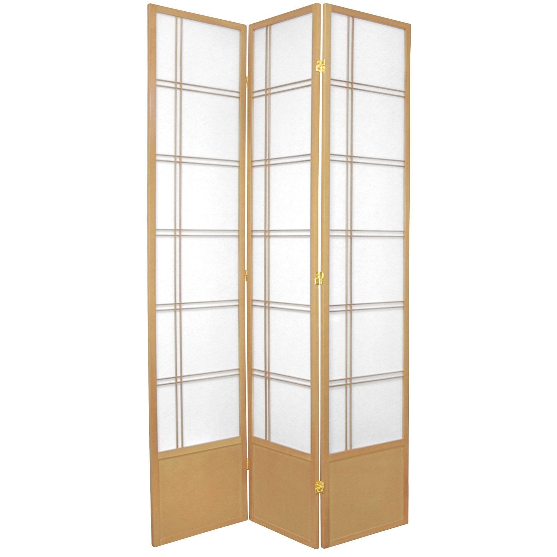 Handmade 84-inch Double-cross Wood/Rice-paper Shoji Screen (China) 3 Panel Natural
