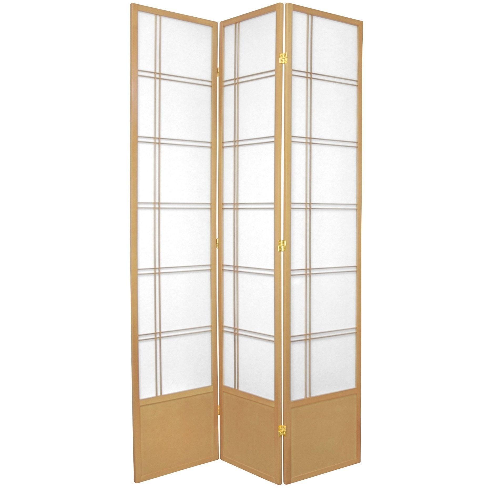 Handmade 84-inch Double-cross Wood/Rice-paper Shoji Screen (China) 3 Panel Rosewood