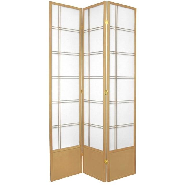 Handmade 84-inch Double-cross Wood/Rice-paper Shoji Screen (China) 3 Panel Rosewood