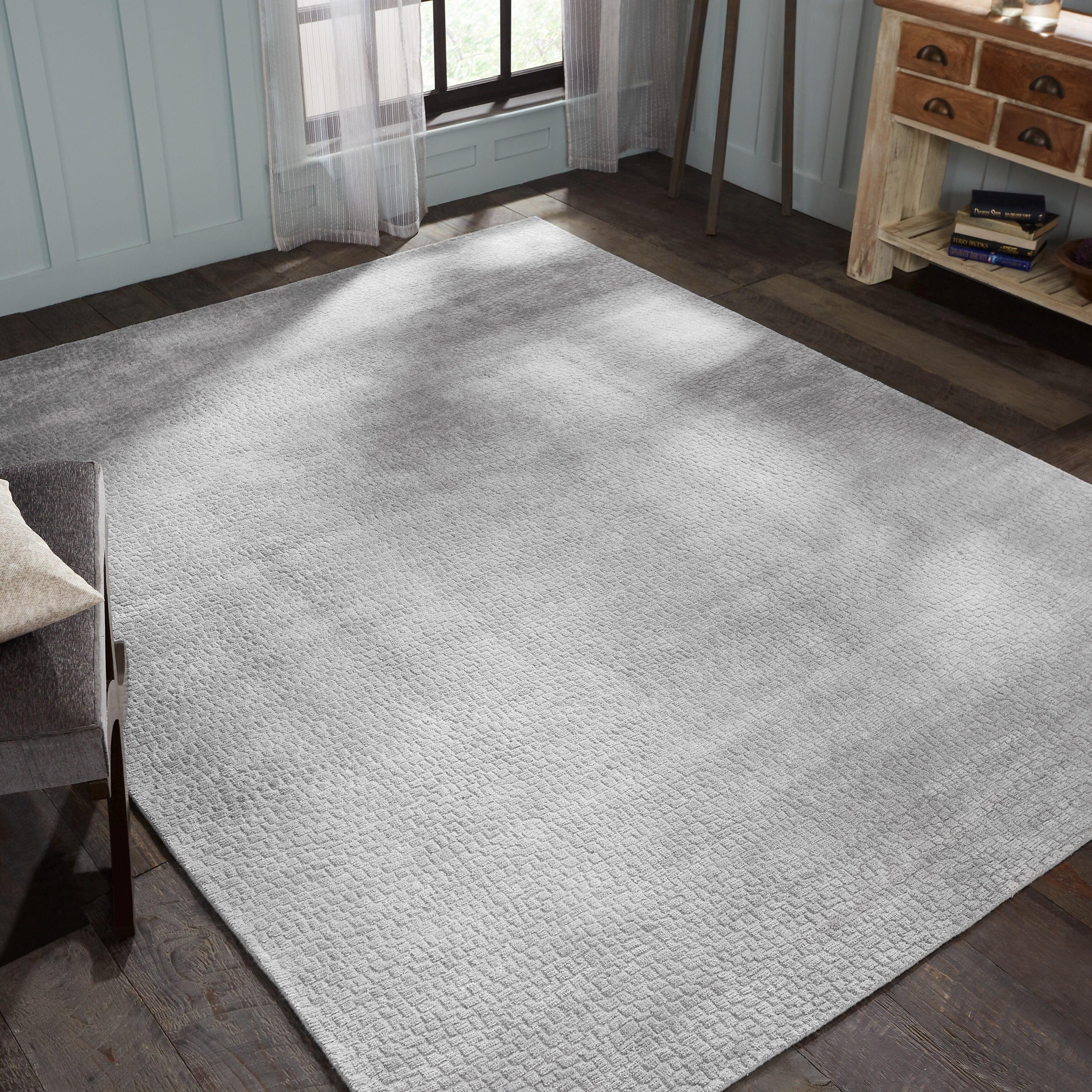 Kalaty Renzo Area Rug RZ-545 Silver Single-Color Faded 8' 6" x 11' 6" Rectangle