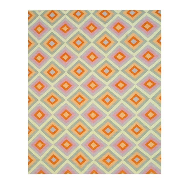 Handmade Wool Contemporary Geometric Reversible Flatweave Hollie Rug