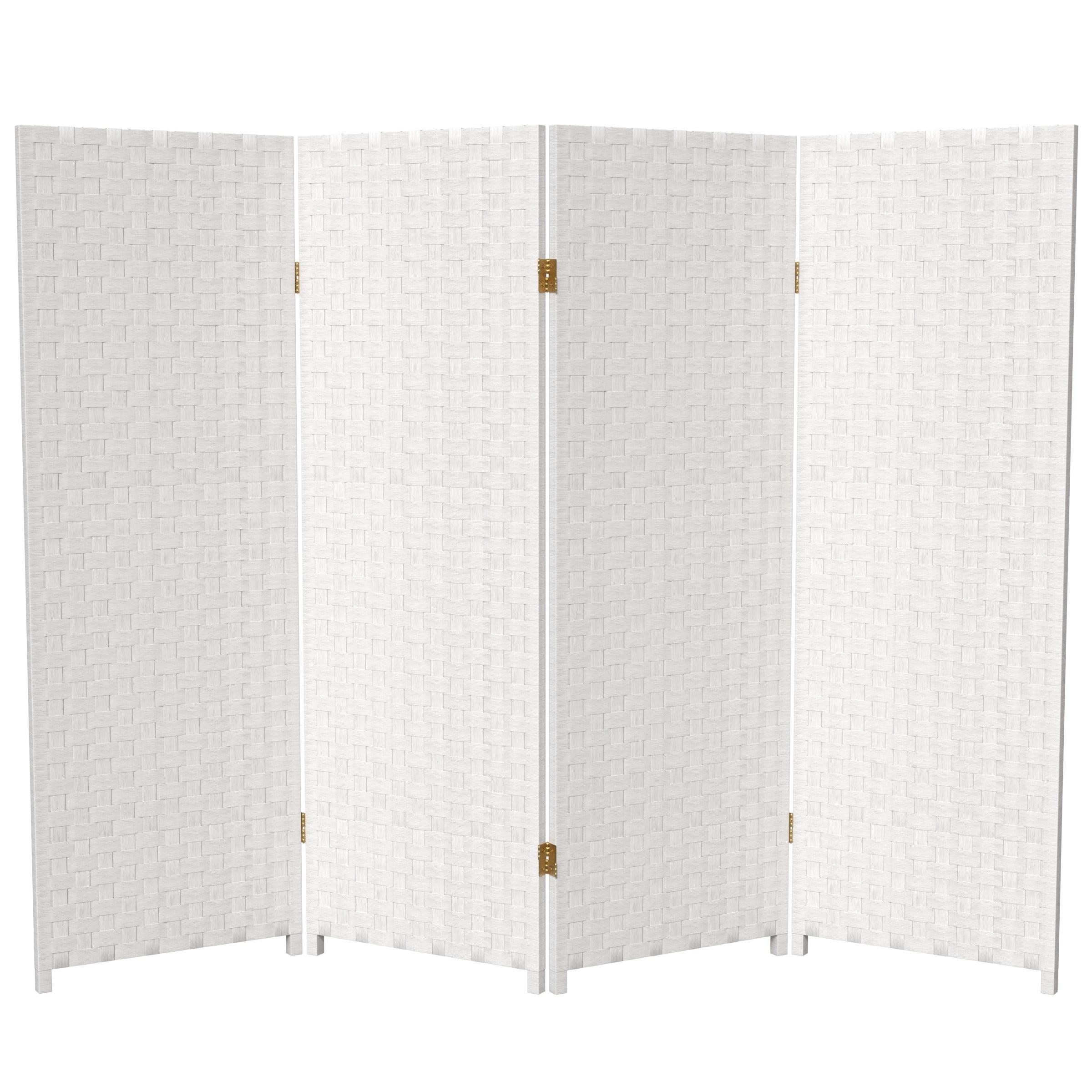Handmade Woven Fiber Four-Panel Four-Foot Room Divider (China) White