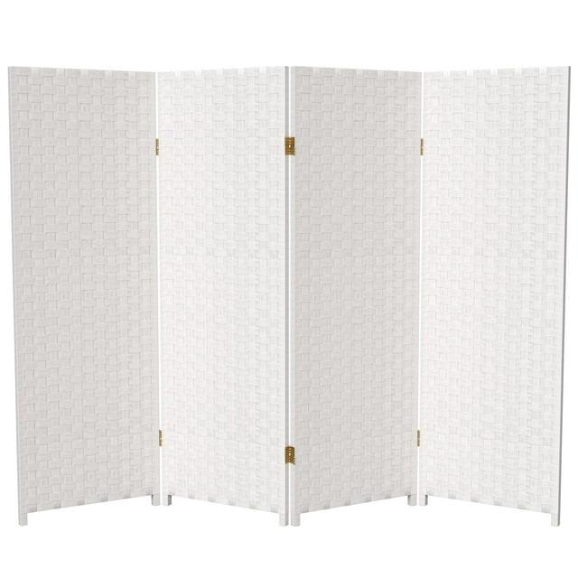 Handmade Woven Fiber Four-Panel Four-Foot Room Divider (China) White