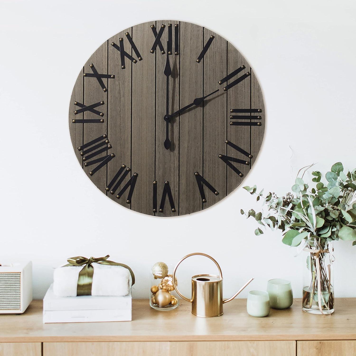 21" Handsome Rustic Farmhouse Wood Wall Clock - Elegant Designs