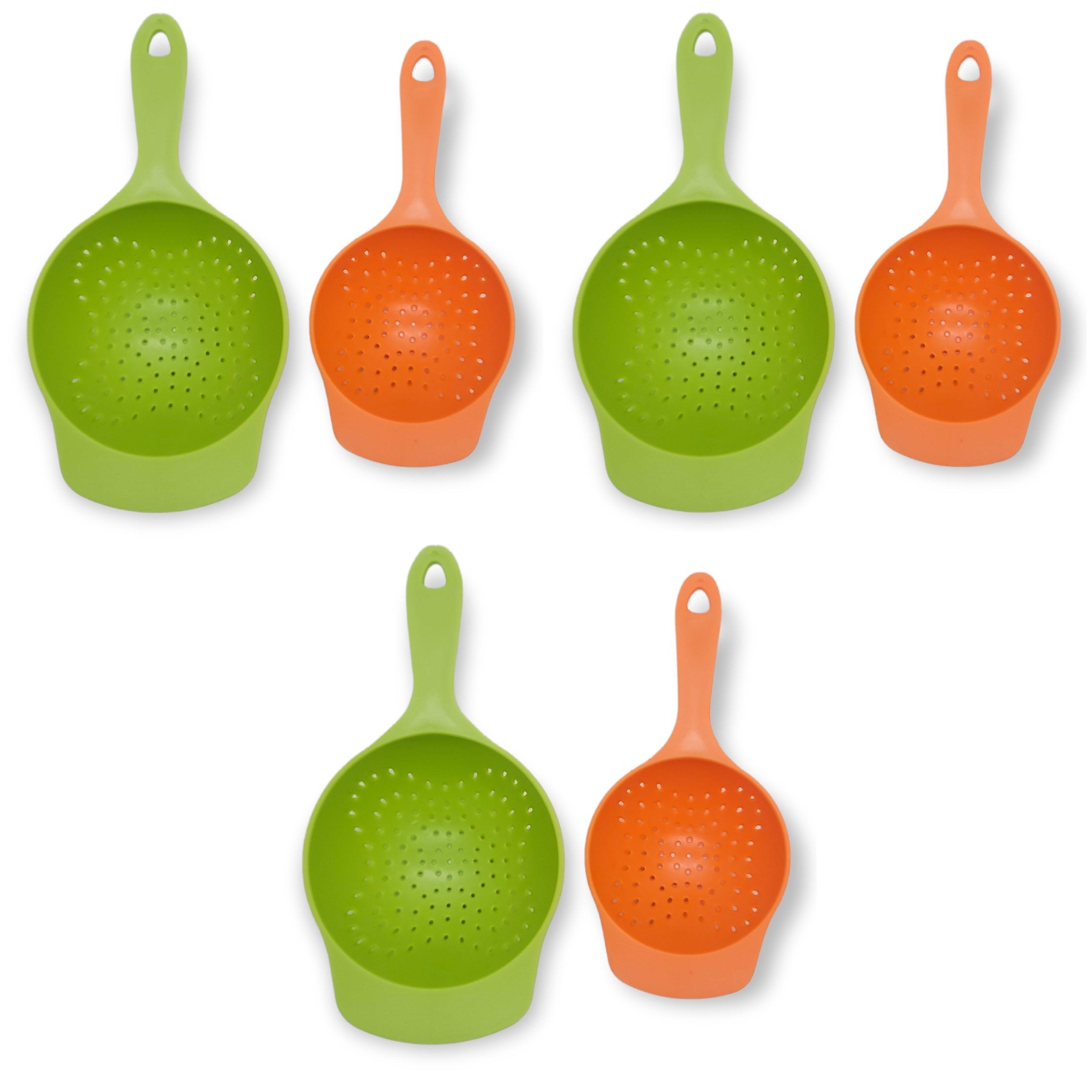 Green and Orange Plastic Nesting Mini Food Colander Set