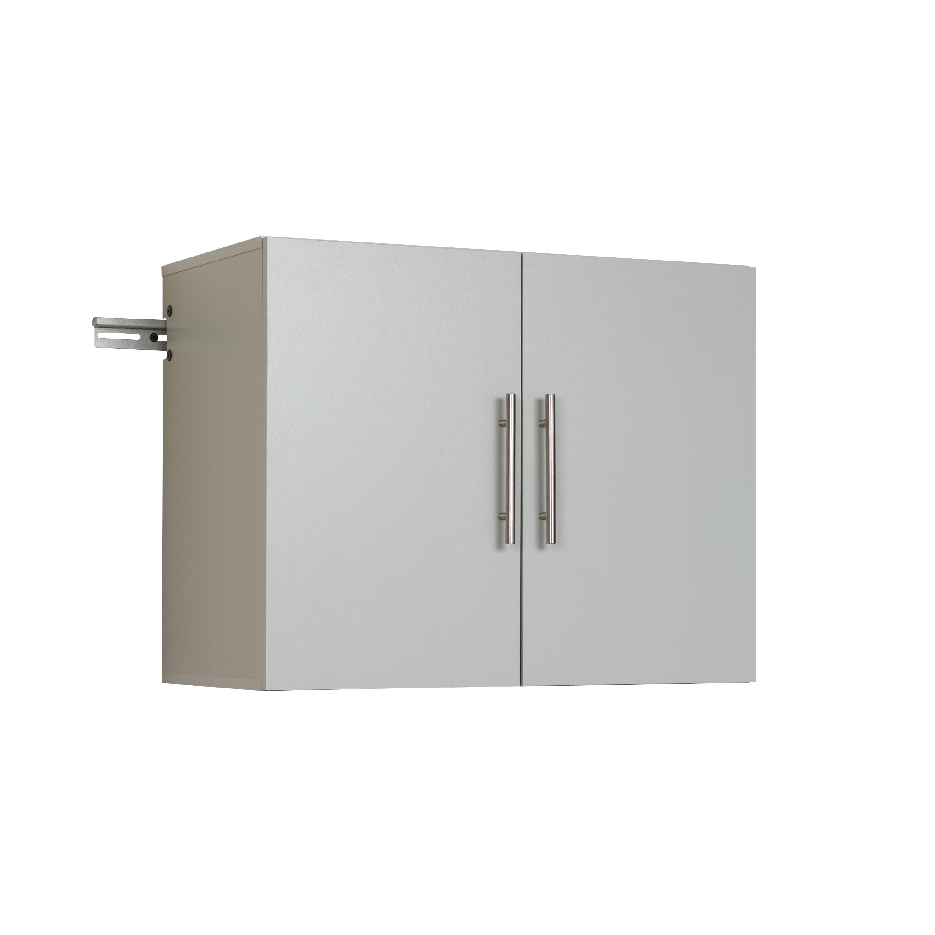 Light Gray Wall-Mounted Storage Cabinet with Nickel Handles