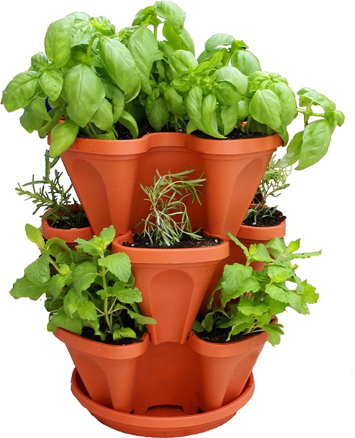 Terracotta 3-Tier Stackable Self-Watering Vertical Planter