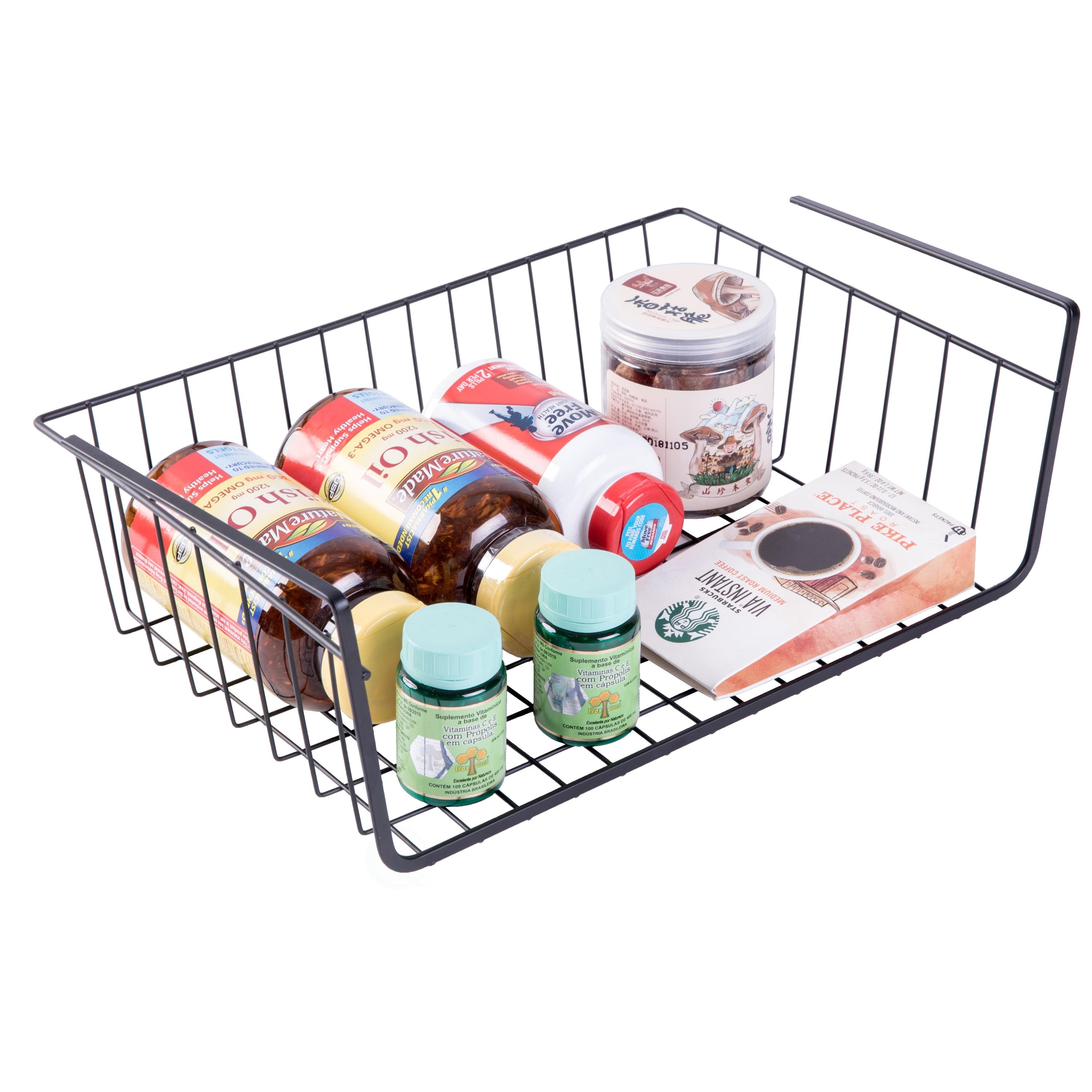 Basicwise Hanging Under Shelf Metal Storage Basket, Set of 2