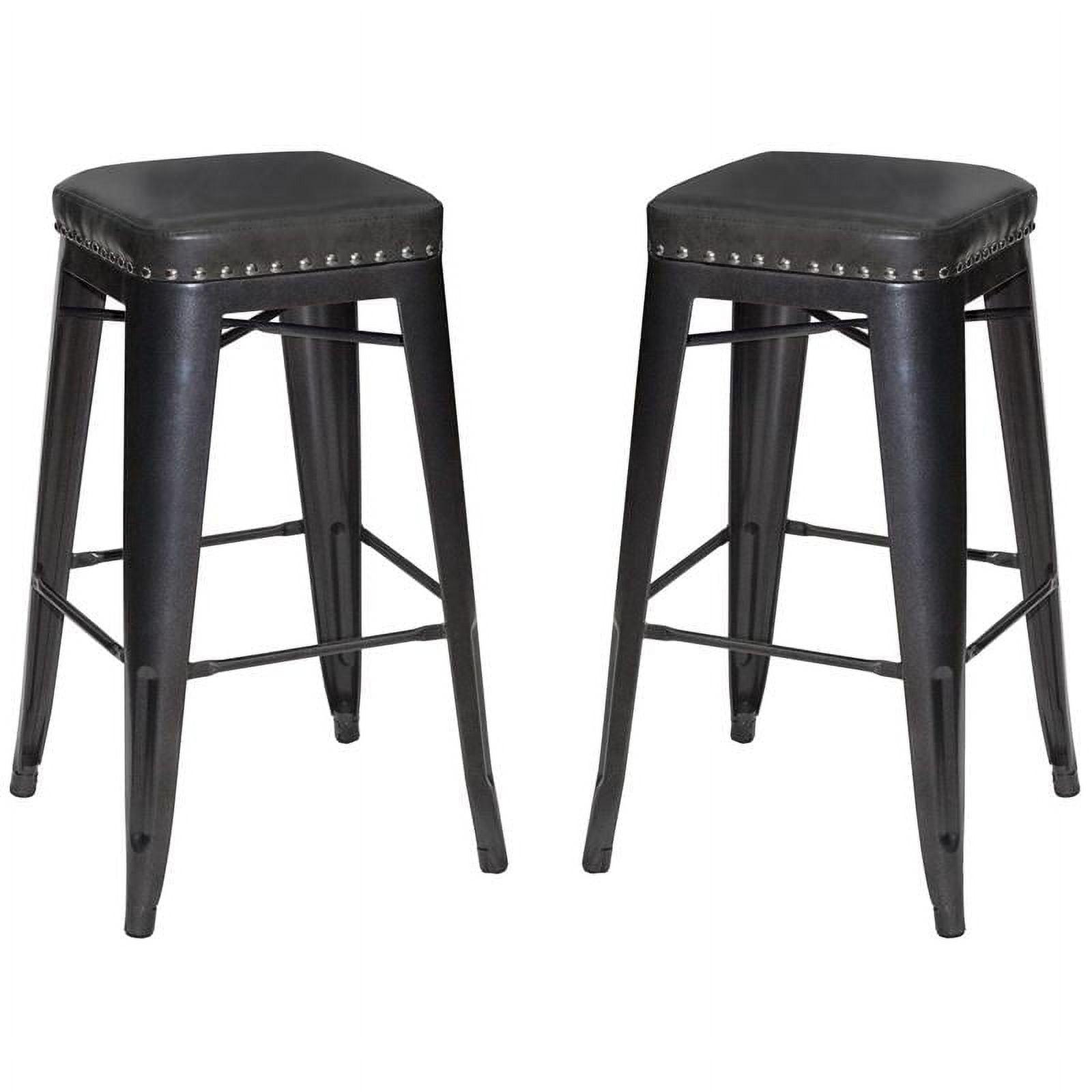 Transitional Granite Leatherette 30" Gray Metal Bar Stool