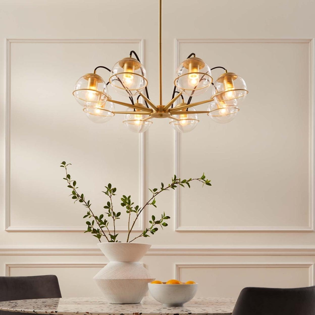 Hanna 8-Light Clear Gold Glass Globe Chandelier