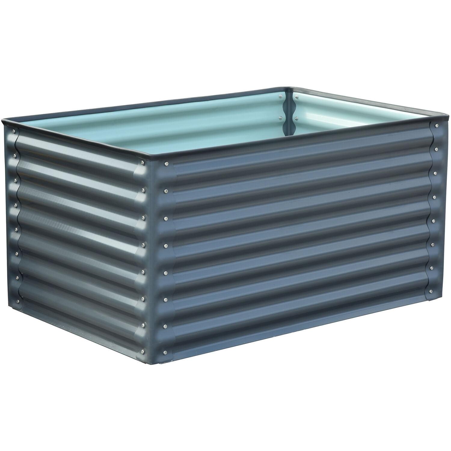 Hanover 59" Gray Galvanized Steel Raised Garden Bed