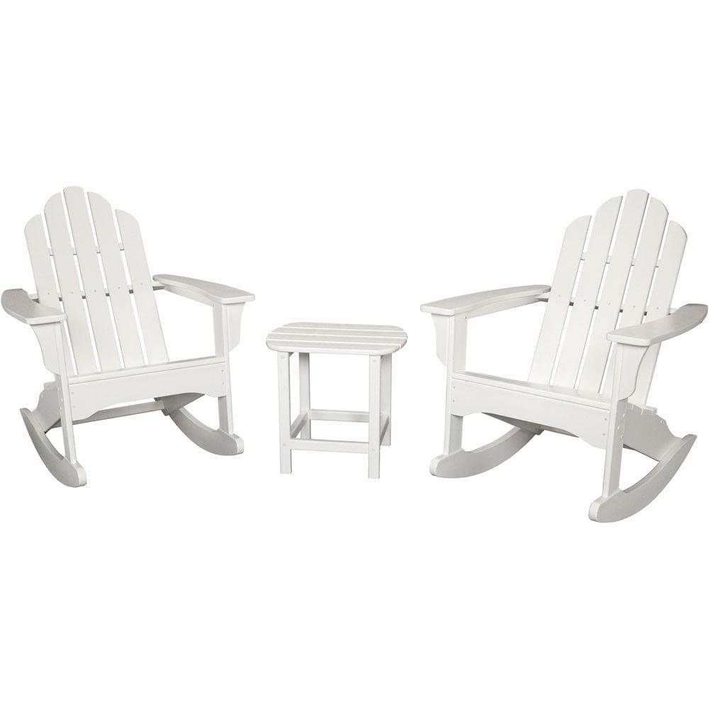 White 3-Piece All-Weather Rocking Adirondack Patio Set