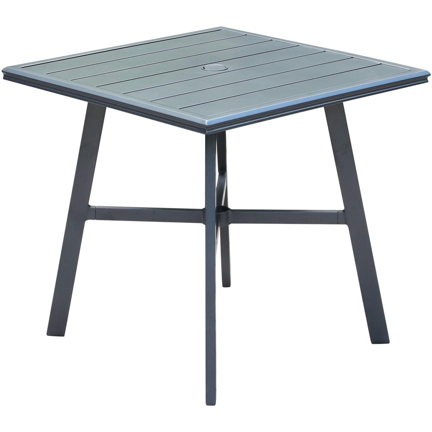 Gunmetal Aluminum 30" Square Slat-Top Outdoor Bistro Table