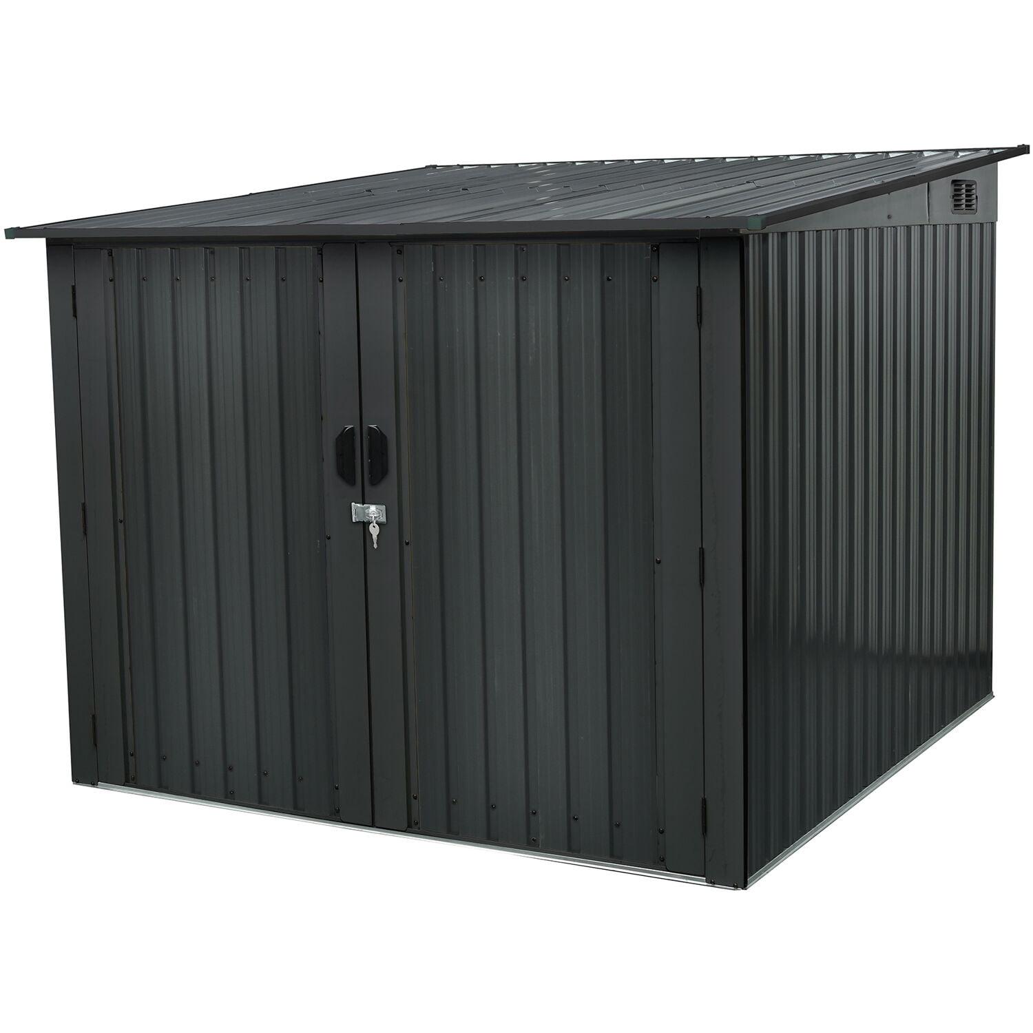 Hanover Dark Gray Galvanized Steel Bicycle Storage Shed with Lock