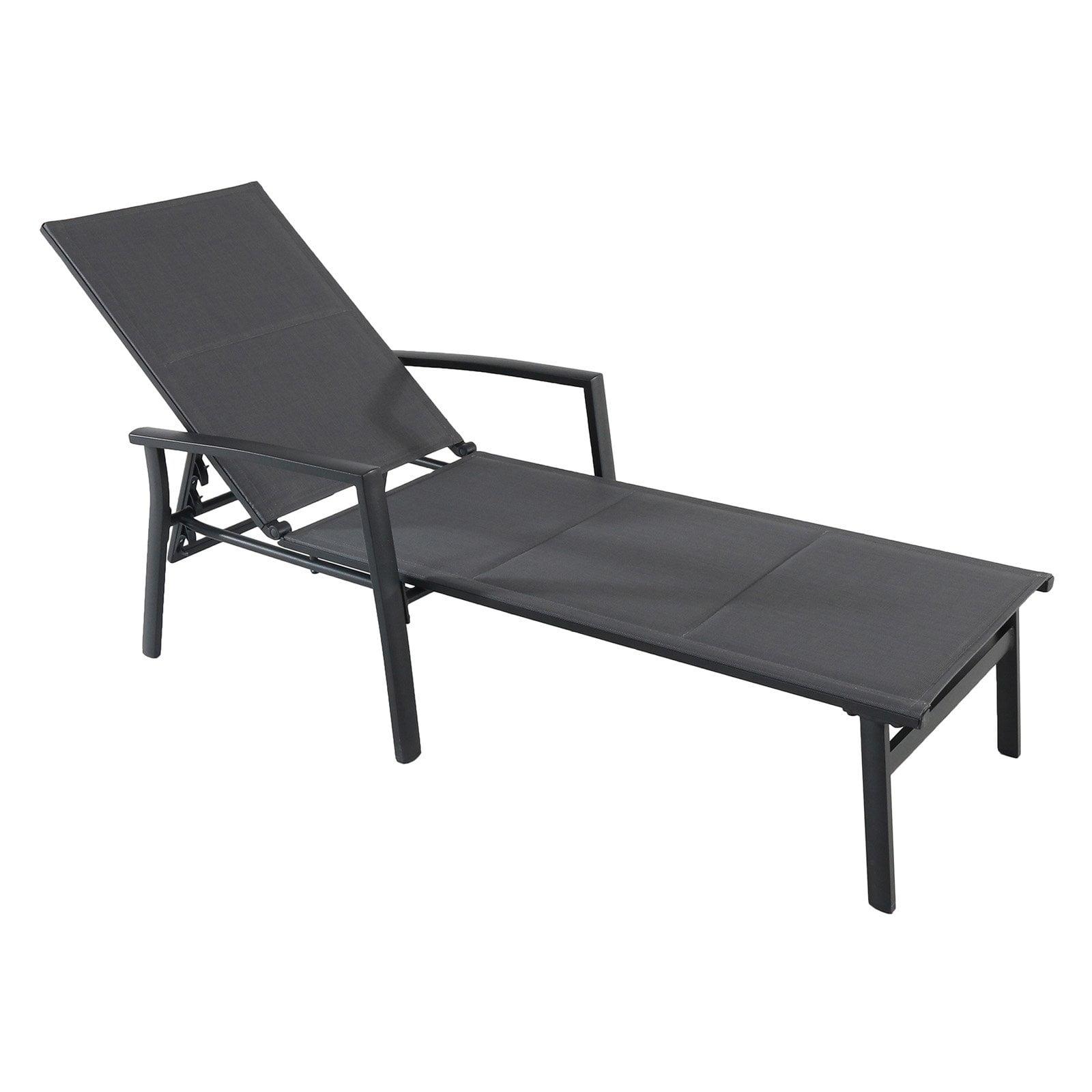 Halsted Deluxe Cool Gray Padded Sling Outdoor Chaise Lounge
