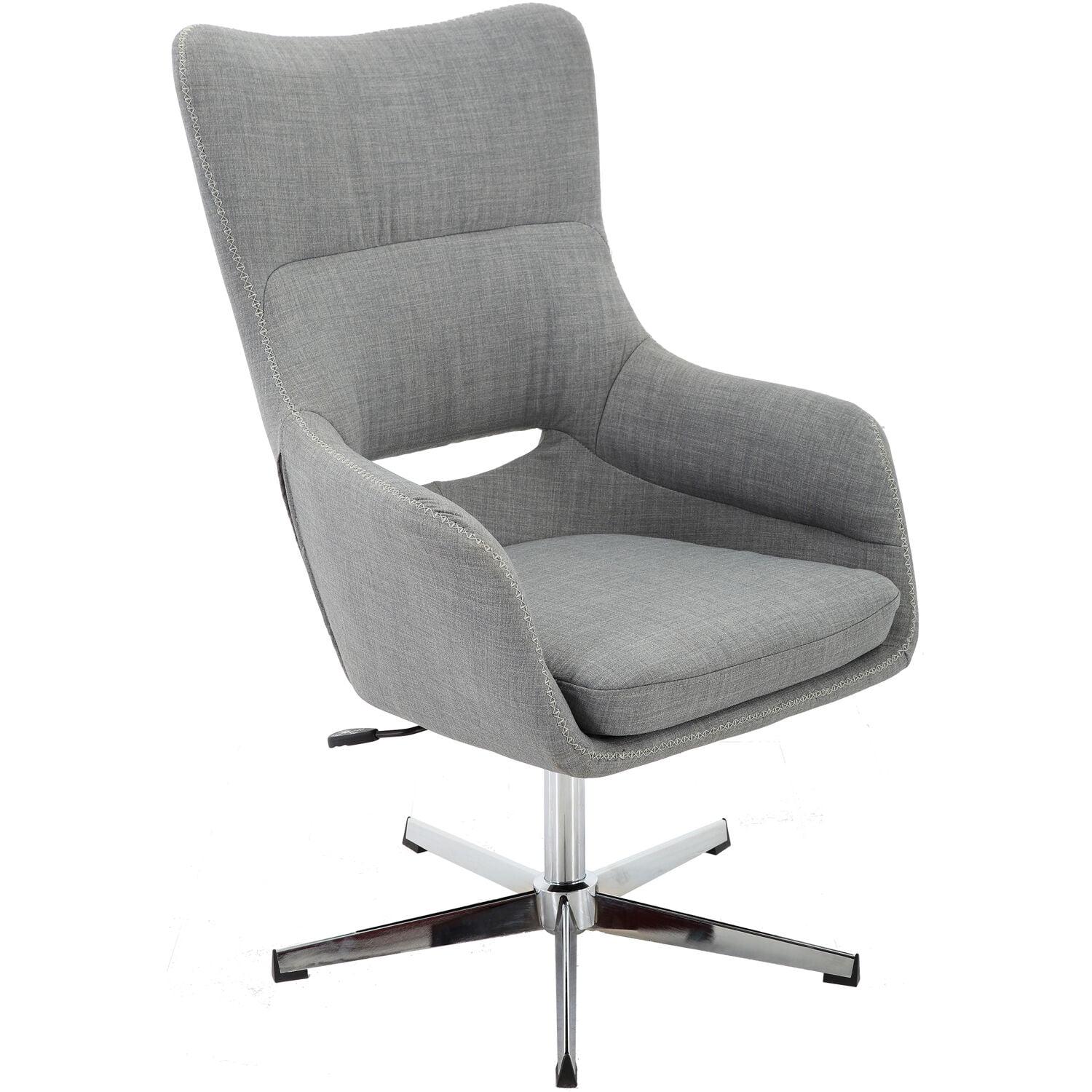 Carlton Executive Wingback Gray Leather Office Chair with Chrome Swivel Base