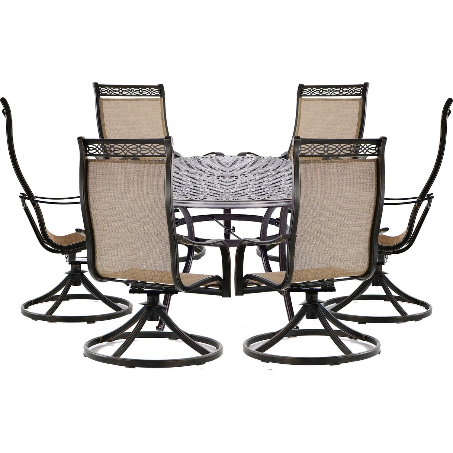 Cedar Aluminum 7-Piece Outdoor Dining Set with Swivel Rockers