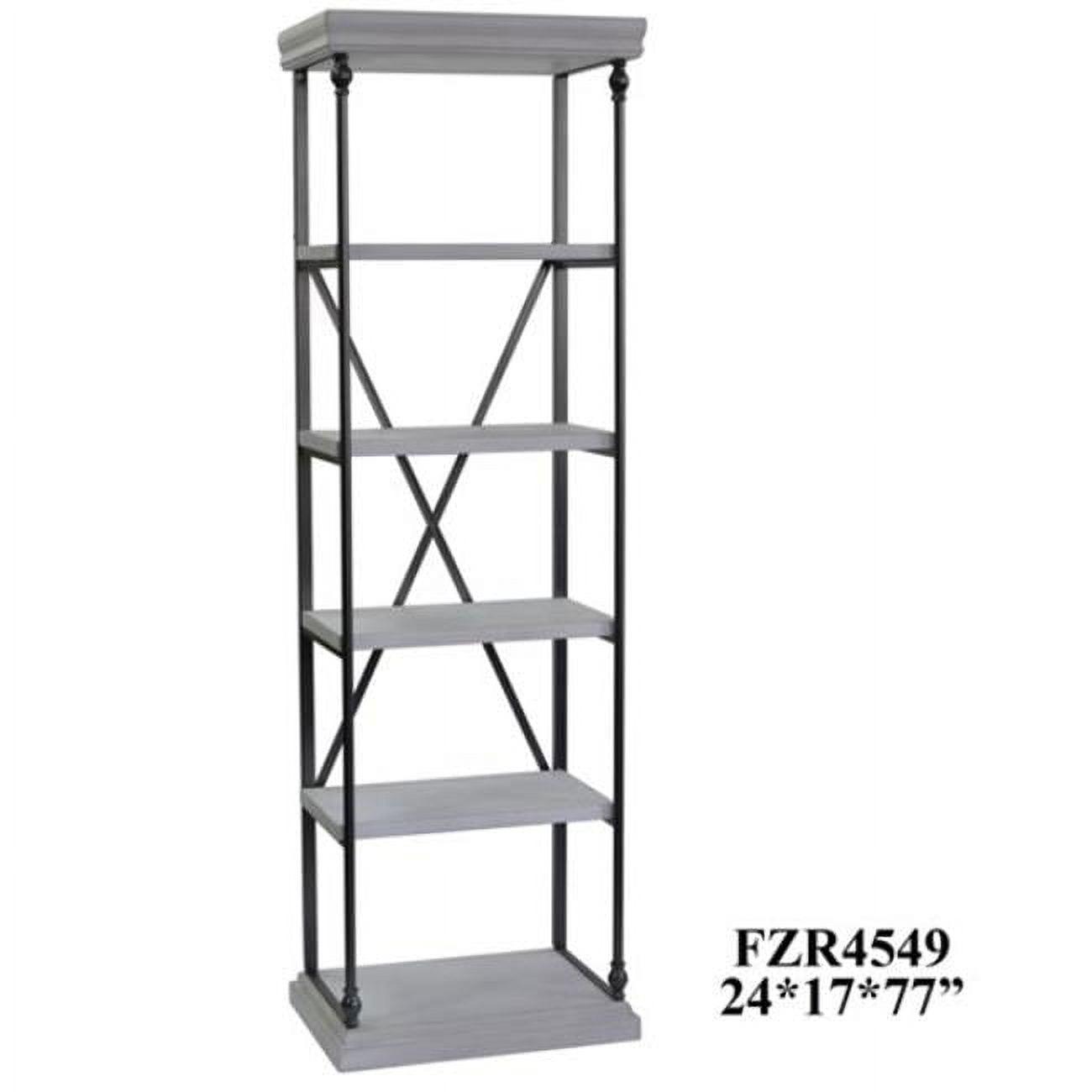 Hanover White Wood and Black Metal Adjustable Etagere Shelf