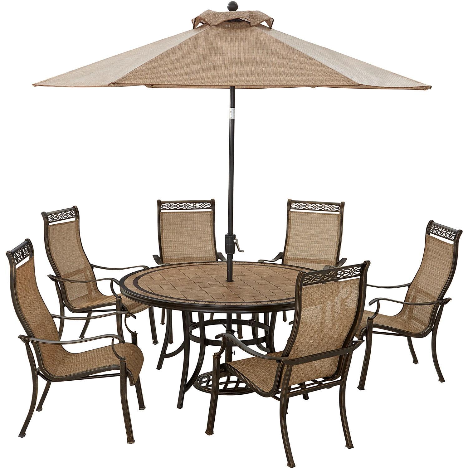 Elegant Monaco 6-Person Round Outdoor Dining Set with Golden-Bronze Finish