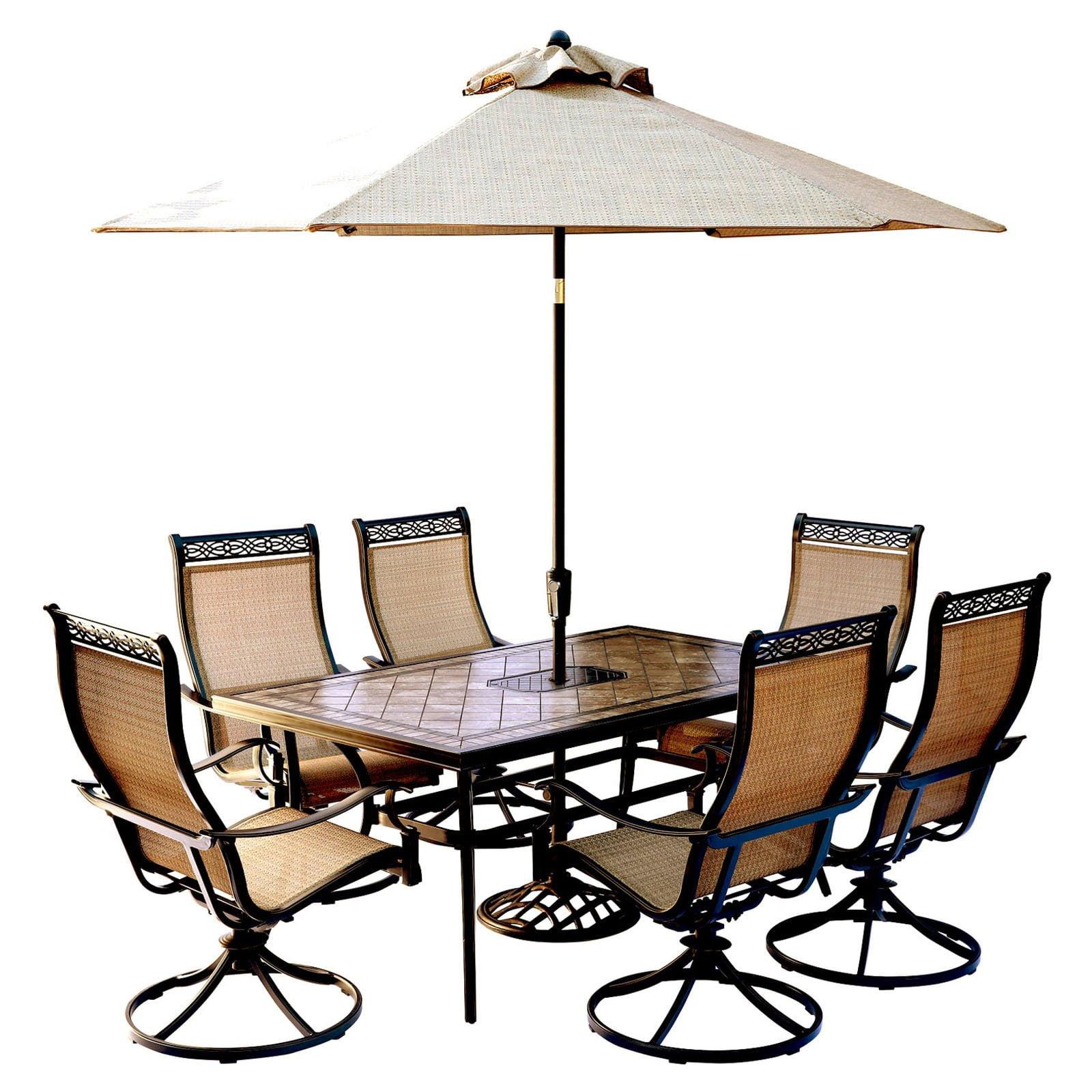 Monaco Tan and Bronze Aluminum 7-Piece Outdoor Dining Set