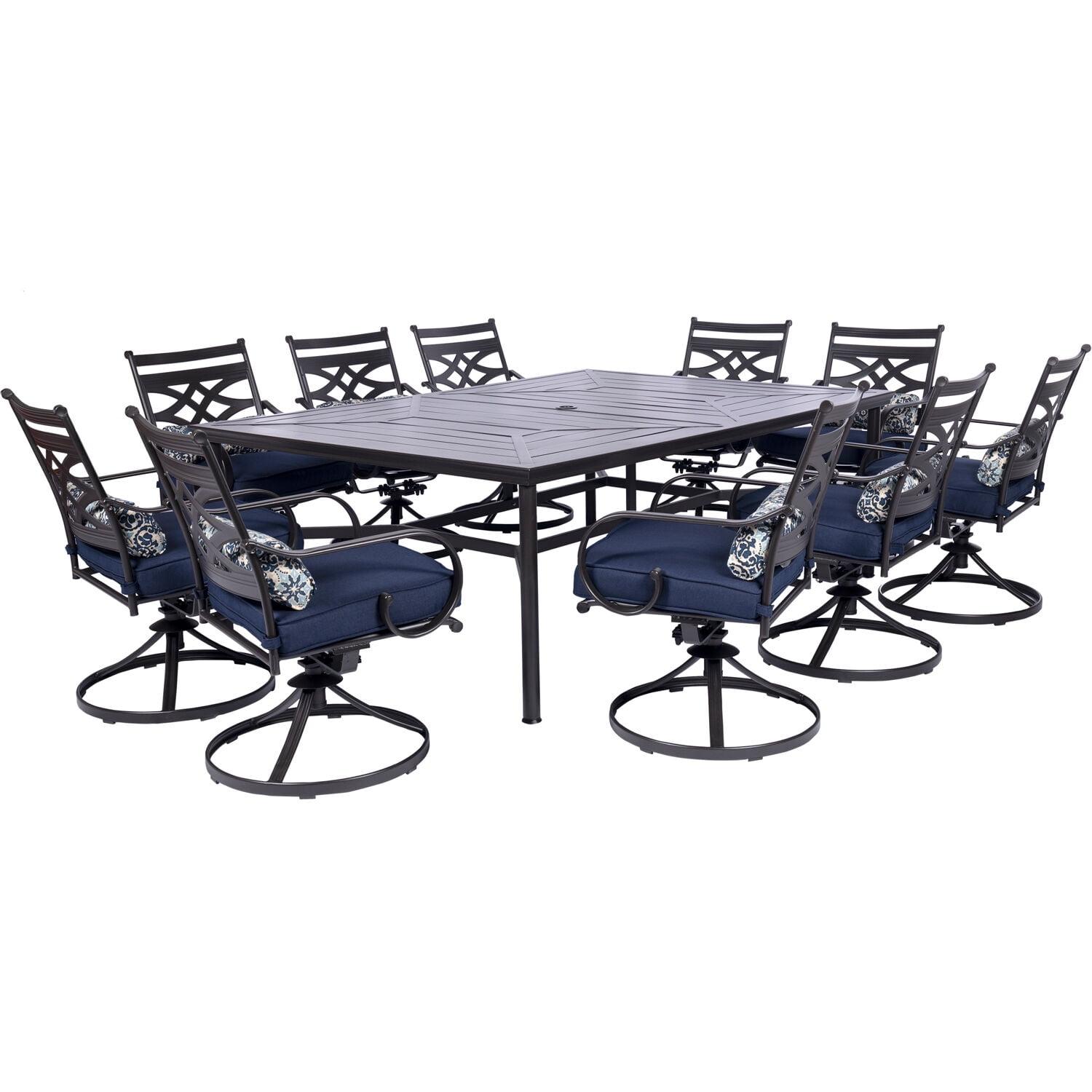 Montclair Navy Blue 11-Piece Steel Outdoor Dining Set