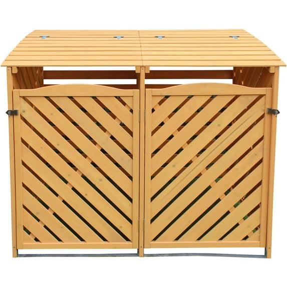 Hanover Hanover Outdoor 4.88 ft. x 3.01 ft. Wooden Trash Bin and Recyclables Storage Shed
