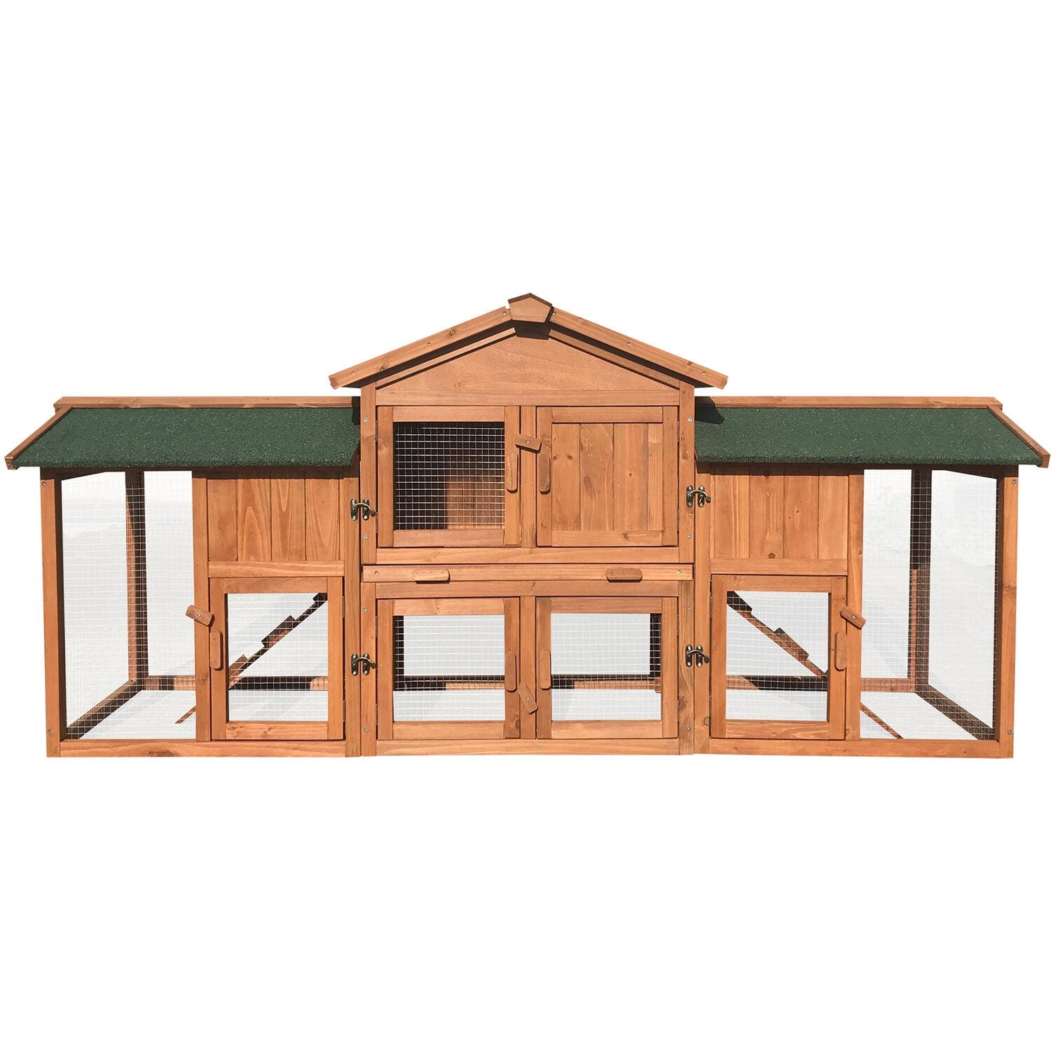 Hanover Wooden Elevated Rabbit Hutch with Ramp and Waterproof Roof