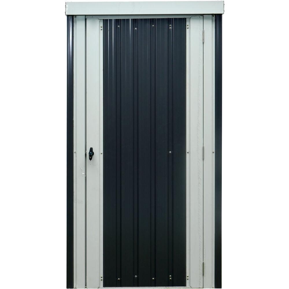 Hanover Dark Gray and White Galvanized Steel Patio Storage Shed