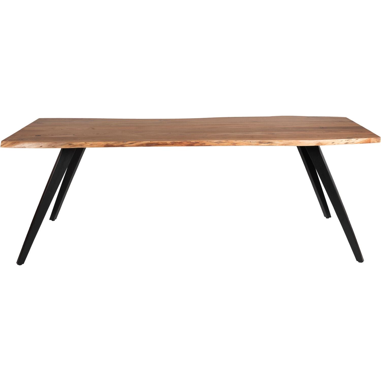 Porto 79" Black and Natural Contemporary Acacia Wood Dining Table