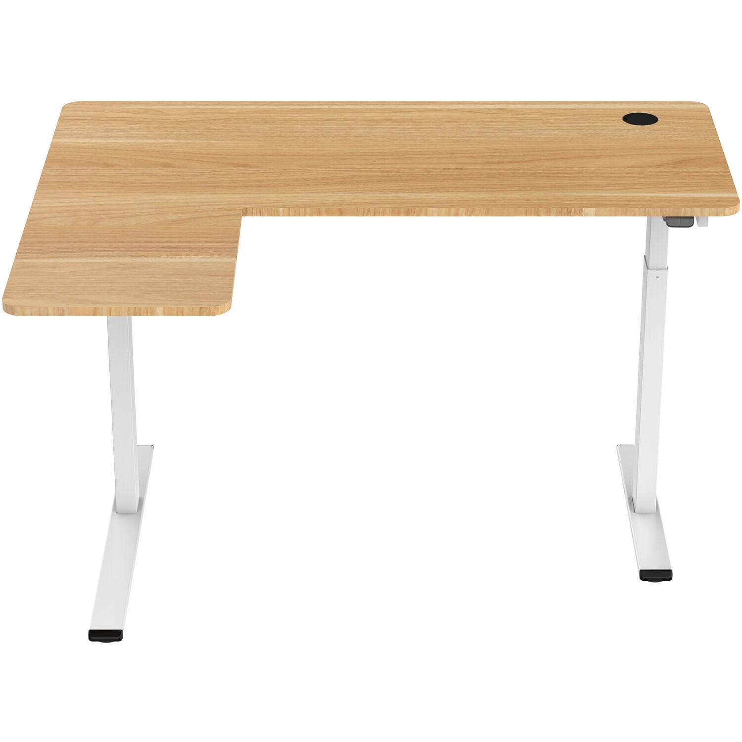 Hanover Adjustable L-Shaped Brown Wood Standing Desk